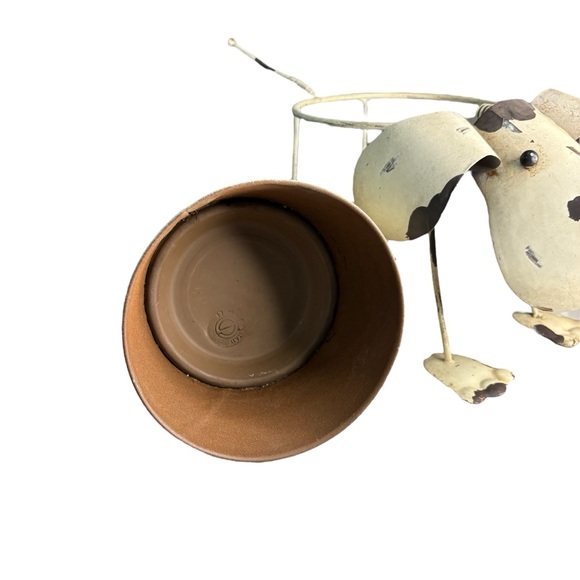 Rustic Garden Puppy Dog Planter Flower Pot Holder Coil Bobblehead & Tail - Tan - Picture 7 of 11